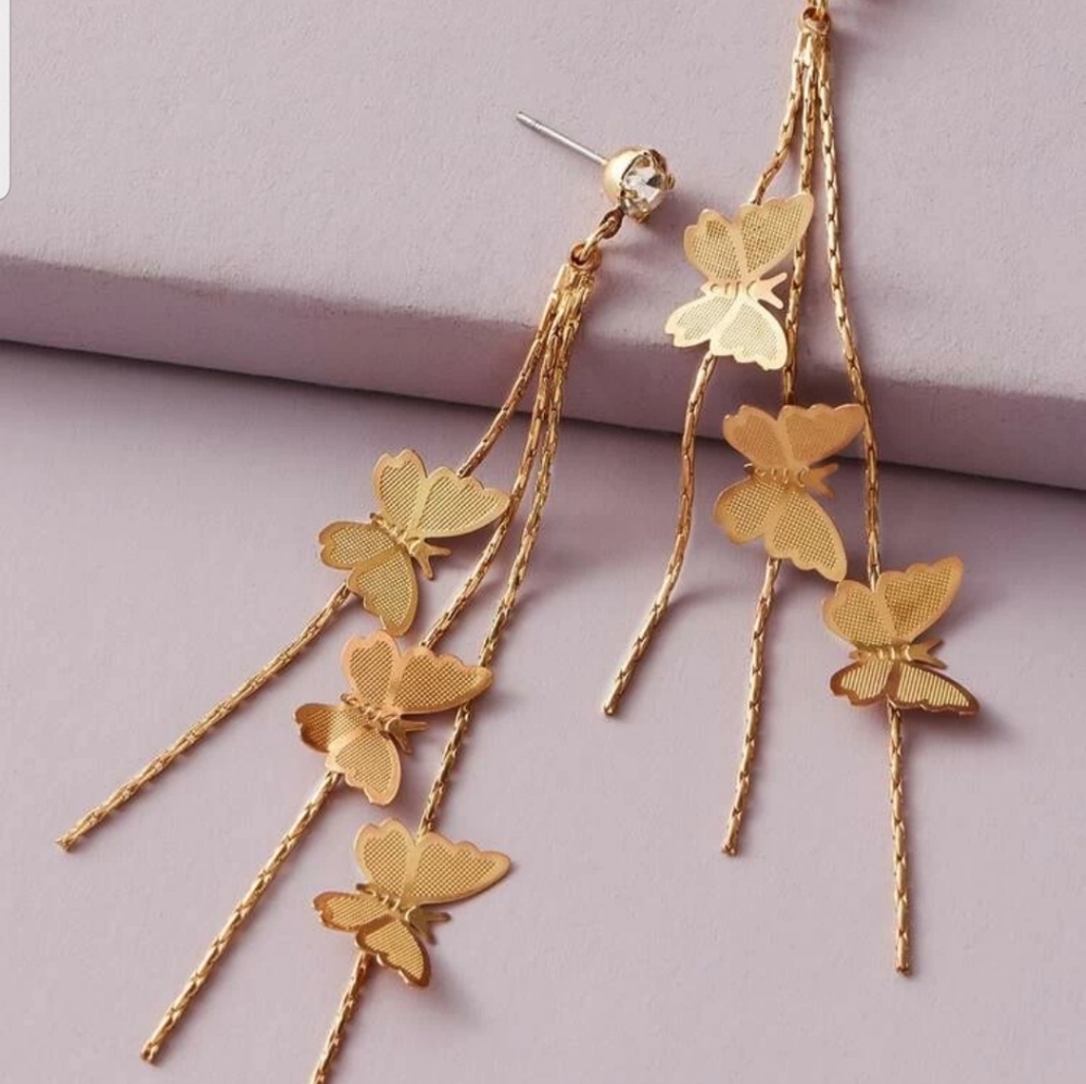*Ellie* Dangling Butterfly Earrings - Picture 2 of 5